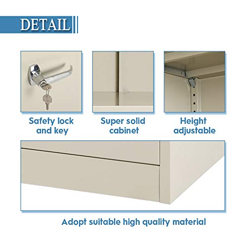 Atripark Metal Storage Cabinet with Doors, Lockable Steel Cabinet with 4 Adjustable Shelves, 72'' Tall , Grey Cabinet for Home Office,Garage,Warehouse