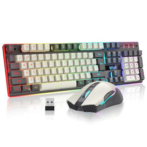 RedThunder K10 Pro Wireless Gaming Keyboard and Mouse Combo, RGB