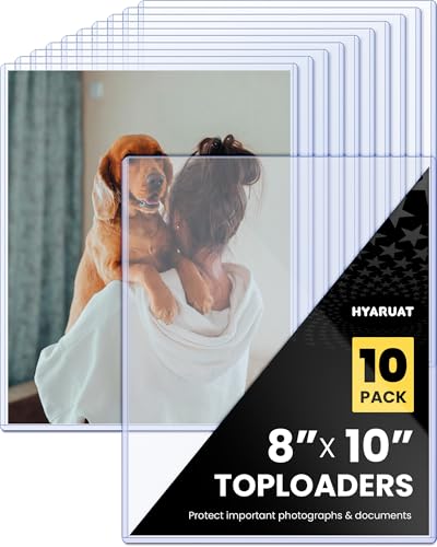 HYARUAT 8x10 Toploaders - Clear Rigid Photo Protectors, Hard Plastic Sleeves for Photos, Documents, Prints, and Menu Covers, 10 Pack