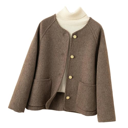 Veste cachemire femme automne hiver lâche court en tweed double face