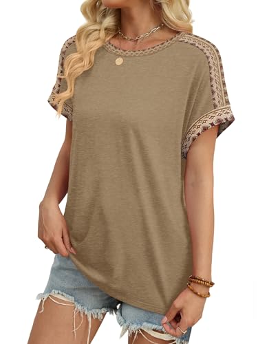 Image of WIHOLL Womens Tops Short Sleeve Shirts Summer Outfits 2026 Spring Dressy Casual Clothes Clothing