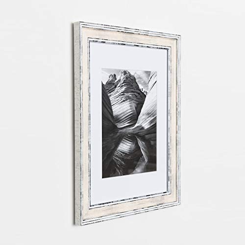 Ecohome 11X14 Picture Frame Distressed Cream - Made Of Wood And High Definition Glass - Matted To 8X10, Frames #TOP3