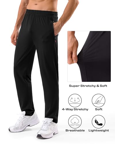 5 Pack Mens Sweatpants with Zipper Pockets Stretch Lightweight Athletic Track Pants for Men Joggers Running Workout Gym4