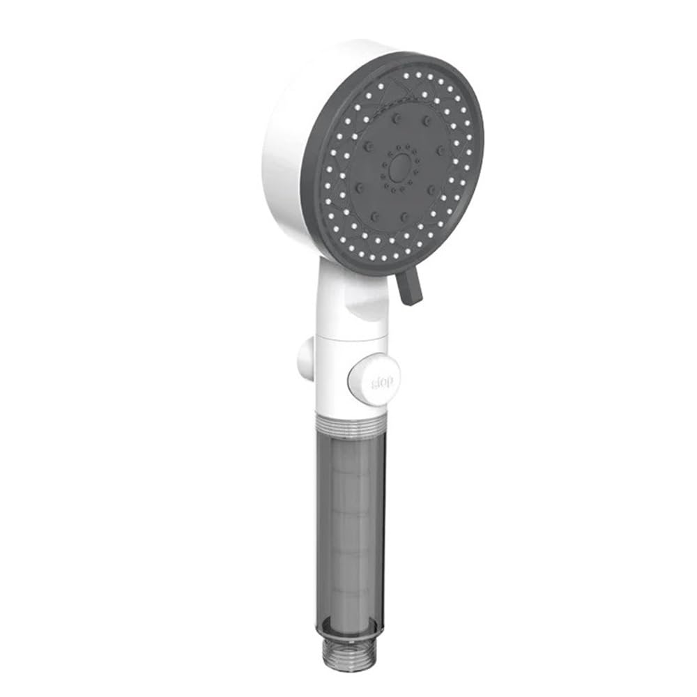 Alcachofa de ducha de mano de alta presión con filtro de ahorro de agua, diseño resistente a caídas, elegante en blanco y negro, boquilla de ducha perfecta para máxima comodidad y relajación