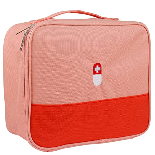 Bolsa de primeros auxilios, bolsa organizadora de suministros médicos vacía, kit de trauma para viajes, senderismo, camping, mochilero, ciclismo, rosa