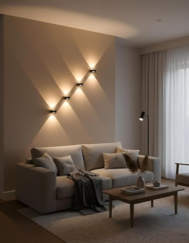 Image of FILLISKA Ultra Slim LED Indoor /Outdoor Wall Light, IP-65 Rainproof & Shockproof Body. (Slim MattBlack 1up + 1down)(2 Year Warranty)