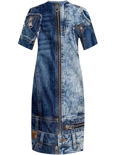 Image of SUZONANA Plus Size Denim Print Maxi Dresses for Women Casual V Neck Short Sleeve with Pockets Soft Jean Look Dress XL-6XL