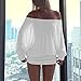Chvity Women's Oversize Y2K Sexy Sheer Off The Shoulder Mini Dress Fashion Loose Fit Nightout Streetwear Club Dress White