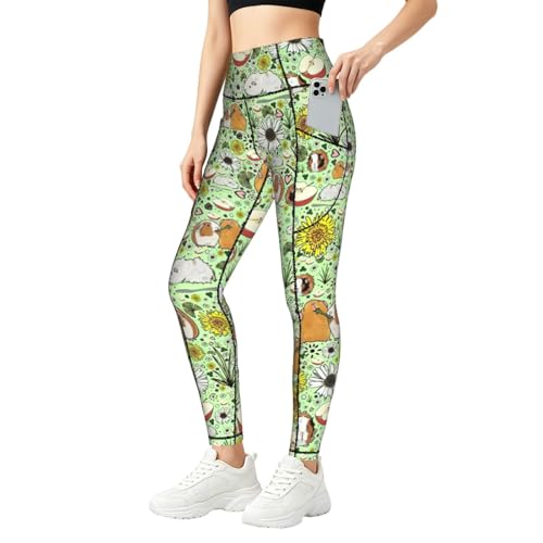 Pantalones de yoga con control de abdomen y cintura alta elástica con prácticos bolsillos