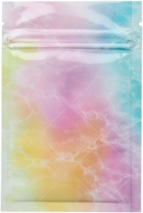 100PCS Colorful Marble Bag For Candy Coffee Mylar Food Saver Storage Disposable Snack Container Ziplock Packet Biscuit Resealable Thick Aluminum Foil Bags Sample Bag 3.1x4.7in