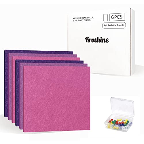Felt Wall Tiles Square Bulletin Board Self Adhesive Cork Board With 15Pcs Push Pin Peel And Paste Memo Board Kroshine Diy Wall Decoration 7.87 * 7.87 * 0.35 Inch/20 * 20 * 0.9Cm(Colors H 6Pcs) #TOP10