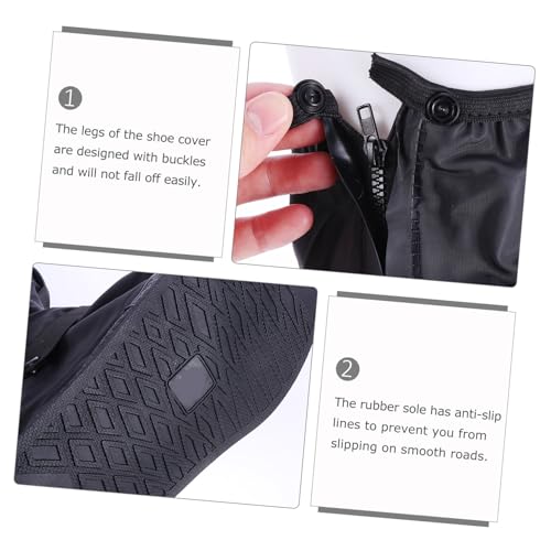 Fundas impermeables para calzado para actividades al aire libre, diseño grueso con hebillas, para ciclismo, pesca y senderismo, color negro, talla XL miniatura 3