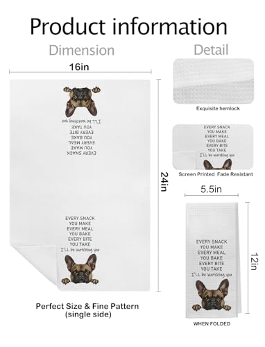 French Bulldog Kitchen and Hand Towels - Frenchie Mom Gifts for Women, Dog Decor Tea Dish Towels for Kitchen Bathroom, 16x24 Inch — view 2