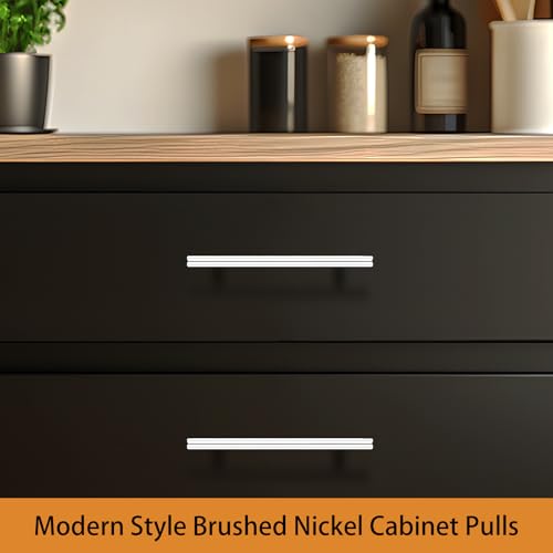 Image of Probrico 5 Pack | Chrome Kitchen Cabinet Pulls, Euro T Bar Cabinet Handles Polished Chrome Dresser Pulls Drawer Handles, 6.3 Inch Hole Centers