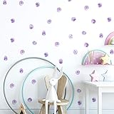 Gusuhome 60 PCS Polka Purple Dots Wall Stickers Round Circle Wall Decal Stickers for Baby Nursery...