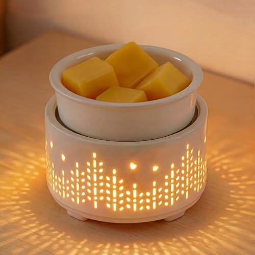 Ceramic Wax Melts Warmer–Electric Candle Warmer for Scented Melts PTC Heating Oil Burner Fragrance Wax Melter with 7 Colors Light Gift & Decor (7 Co