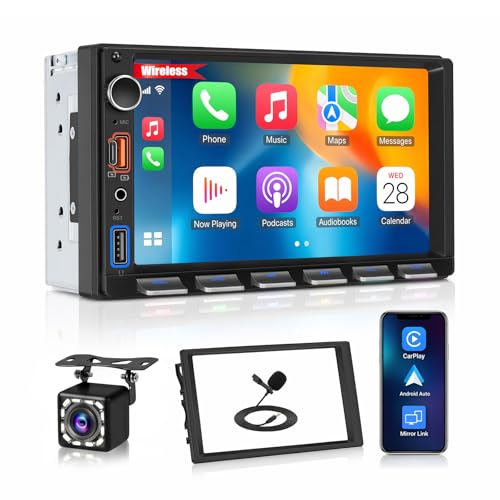 Double Din Wireless CarPlay Android Auto Car Stereo 7 Inch Touch Screen by SIXTOP - Used condition - US$64.50