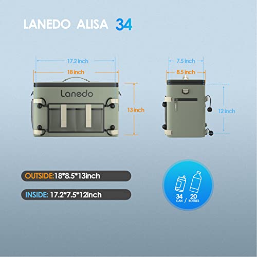 Lanedo 34-Can Multi-Functional Collapsible Soft-Sided Cooler - Leak-Proof Beach Cooler, Portable Ice Chest, And Travel Cooler For Food Shopping, Camping, Kayaking, Fishing, Multi-Person Lunch Bag! #TOP1