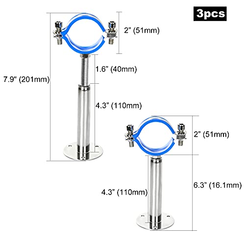 Holdware 3Pcs Adjustable Pipe Support Bracket Clamp Pipe 2 Inch Strap Stainless Steel Wall Mount Ceiling Mount Pipe Supports With Screws For Fix Dia 2Inch Pipe Tube Or Rod #TOP1