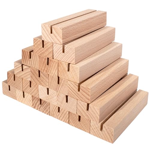 ZFKXGS 21 unidades suportes para cartões de madeira para foto número de mesa de faia porta-cartões para menu titular do cartão de posição para visita banquete celebração festa marcasitio casamento