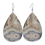 Pendientes de cuero con colgante de lágrima con piedra de ónix azul pálido, ligeros y versátiles, adecuados para viajes diarios y citas