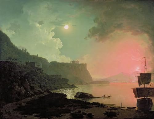 Tableaux Peinture sur Toile Wright of Derby Vésuve de Posillipo Décoration Chambre Adulte