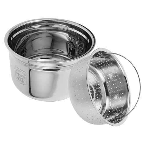 Cabilock 1 Juego Vapor Inoxidable Arrocera Eléctrica con Cesta de Drenaje Conveniente para Controlar el Arroz y Preparación de Comidas para Cocinas Casa