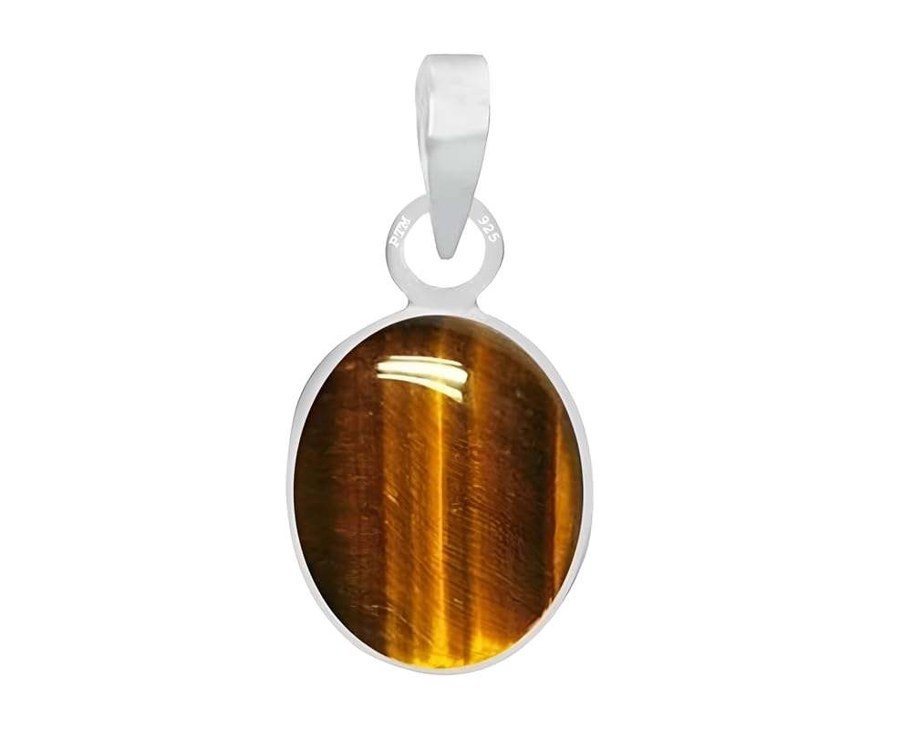 ptm Natural Tiger Eye 5.25 Ratti or 5 Carat Astrological Certified Gemstone bis Hallmark 925 Sterling Silver Pendant for Men & Women -fba3525-picture-5