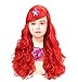 Mermaid Wig with Starfish Clip Princess Costume Red Long Curly Hair for Little Girls Kids Christmas Halloween Party Dress up