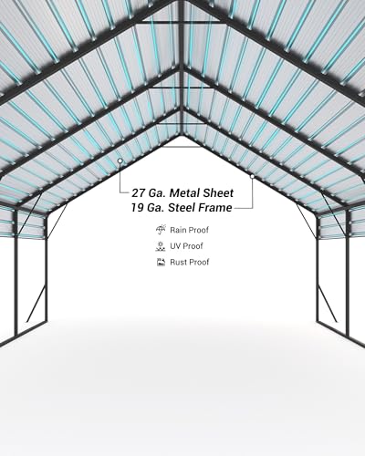 Image of Garveelife 20'x20'x13' Metal Carport for 2 Cars, Heavy Duty Car Ports for Heavy Snow, Reinforced Frame, Tall Metal Car Ports for Bass Boats, Full-Sized Pickup Trucks, and Tractors, N.W. 800 Lbs