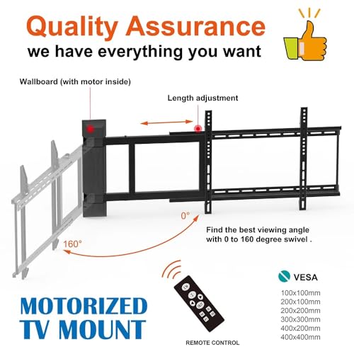 Image of AUDIOVAN Motorized Swivel TV Wall Mount with Remote Controller Stand Height Adjustable LED Bracket 32-75 Inches Motorized Swivel Wall Mount Model No. AVT-235L