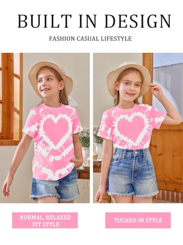 Image of Girls Short Sleeve T Shirts Kids Summer Tops Crewneck Tees 5-14 Years