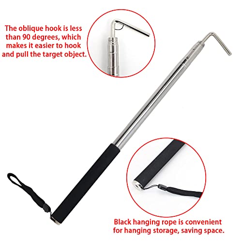 Scottchen Pro Rv Awning Rod Opener Easy Reach Telescopic Puller 13-3/4" To 44-3/4" Stainless Steel Silver & Black - 1Pack Upgrade #TOP3