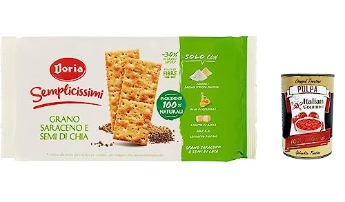 3x Doria - Semplicissimi Cracker, Grano Saraceno e Semi di Chia, Cracker, Buchweizen und Chiasamen 245g + Italian Gourmet polpa 400g