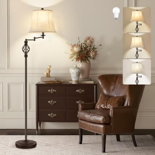 GyroVu Color Temperature Adjustable Floor lamp, Traditional 350° Adjustable Swing