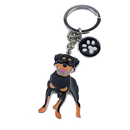 BECHANMIG Keychains, Lovely Dog Key-ring Portable Metal Keychain Keyring Key Decor Car Keyring Tag (Rottweiler)