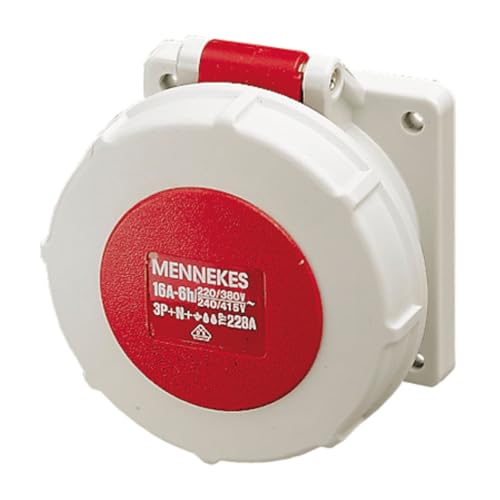 Mennekes (Unternehmen) 228 eine gerade Panel Mounted-Buchse, IP 67 Schutz, 6 Stunden Earth Position, 5 Pole, 16 A, 400 V, rot