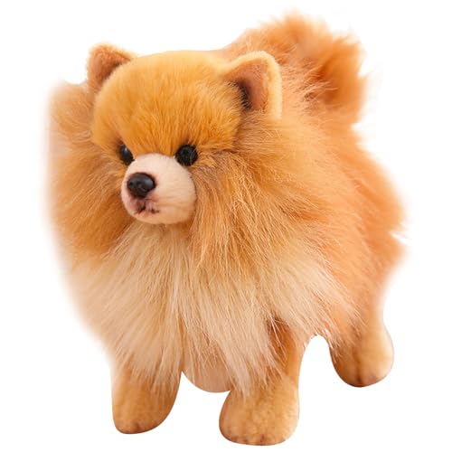 Peluche de Poméranie de collection avec rembourrage coton et finitions réalistes