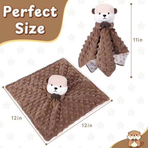 Image of Loveys for Babies, Otter Baby Security Blanket for Newborn Infant Toddler Snuggle Toy Stuffed Animal, Lovey Prayer Otter Security Blankets, Soft Baby Gifts for Boys Girls, Brown 12in