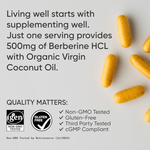 Image of Sports Research Berberine Supplement with Coconut Oil - Herbal & Ayurvedic Metabolic Health Support - Berberine 500mg, 90 Softgels - Gluten-Free, Non-GMO Berberine Powder