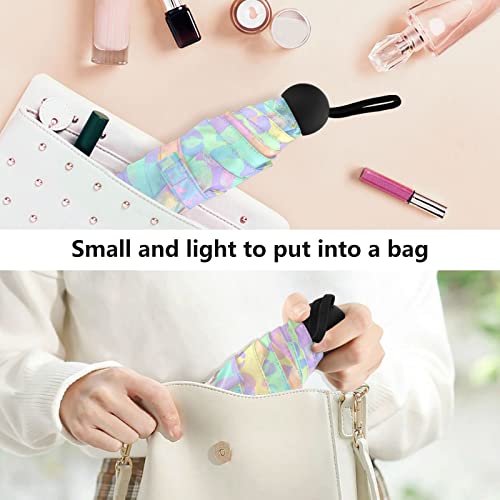 Alaza Rainbow Leopard Print Rose Gold Cheetah Folding Umbrella For Rain Sun Travel Mini Lightweight Compact Umbrellas #TOP4