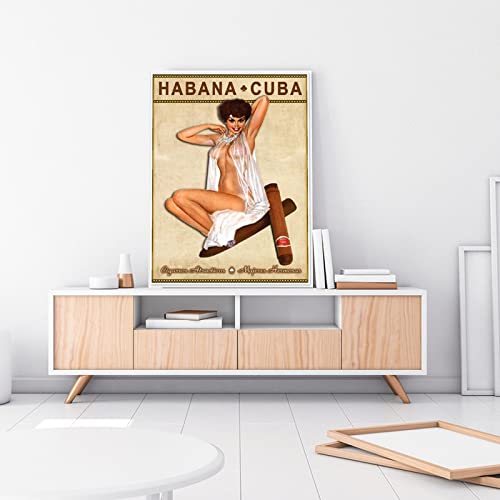 Tomart Cuban Cigars Art Print Cigars And Whiskey Art Poster Wall Decor Canvas Painting Posters And Prints Wall Art Pictures For Living Room Bedroom Decor 24X32Inch(60X80Cm) Frame-Style #TOP2