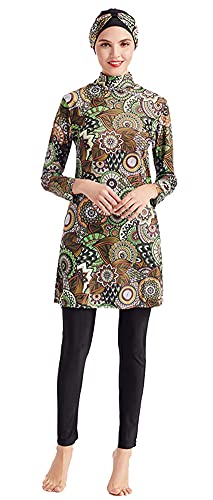 Alaysom Muslim Swimsuits for Women Modest Swimwear Beachwear with Hijab Burkini Swimming Costume Sportswear (Green, L)