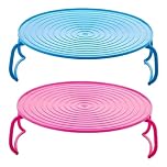 2 Pieces Microwave Plate Stacker, Microwave Oven Tray Holder Stacker, Round Microwaves Grill Rack Stand with Flexible Handles for Air Fryer
