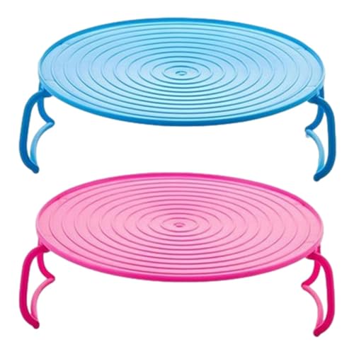 2 Pieces Microwave Plate Stacker, Microwave Oven Tray Holder Stacker, Round Microwaves Grill Rack Stand with Flexible Handles for Air Fryer