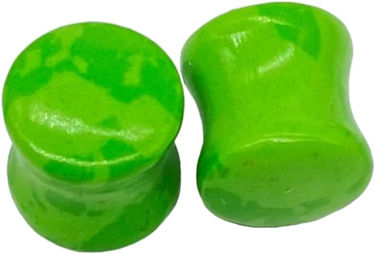 Uni Craft Body Jewelry Pair of Green Turquoise Crystal Double Flared Round Shaped Naga Ear Plugs Gauges 8g (3mm) to 2-1/8” (54mm) Customized Size & Wholesale Also Available