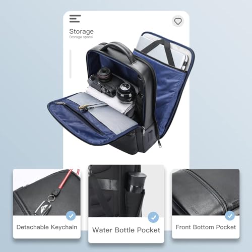 BOPai Genuine Leather Backpack for Men Multi-Function 15.6 inch Laptop Premium Executive Business Travel Friendly Smart Rucksack with USB Charging Anti Theft Large Capacity Office Classic Black4