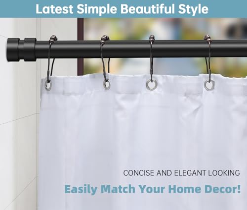 Image of BRIOFOX Tension Curtain Rod Adjustable 32 to 78 inch - Spring Tension Shower Curtain Rod for Window or Bathroom No Drilling Non Slip, Matte Black