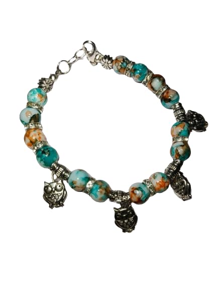 3A ENTERPRISES FASHION MARBLE BRACELET With Cute Charms For Girls/Teens/Women| Everyday Wear| Occasions| Jeans & Tee| Accessories| Fashion Jewellery (Sea Blue with Owl Charms) (B0D5RM8LGW) Amazon Price History, Amazon Price Tracker