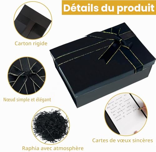 BoîTe Cadeau Noir 22 x 16 x 8,5 cm Boite Cadeau Anniversaire – vue 4